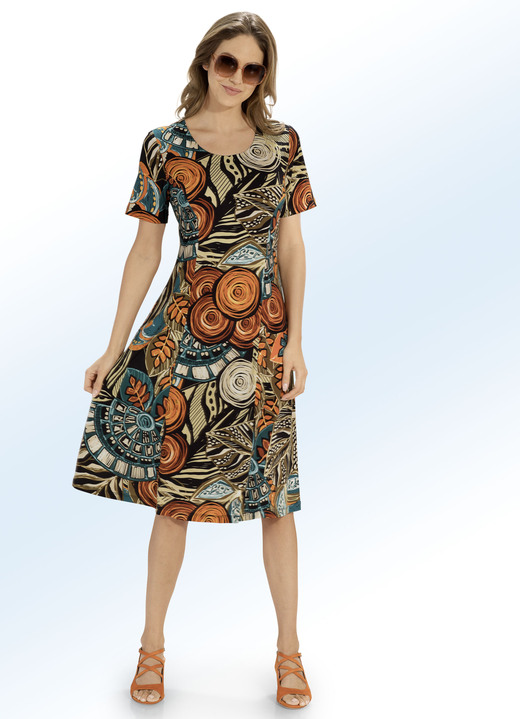 - Kleid in angesagtem Ethno-Dessin, in Größe 036 bis 054, in Farbe ORANGE-BUNT
