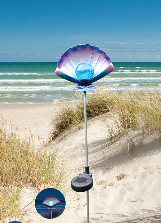 Solarlampen - Solarstecker Muschel, in Farbe BLAU-SILBER