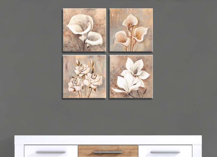 Blumen - Leinwandbilder-Set, 4-teilig , in Farbe CREME-NATUR Ansicht 1