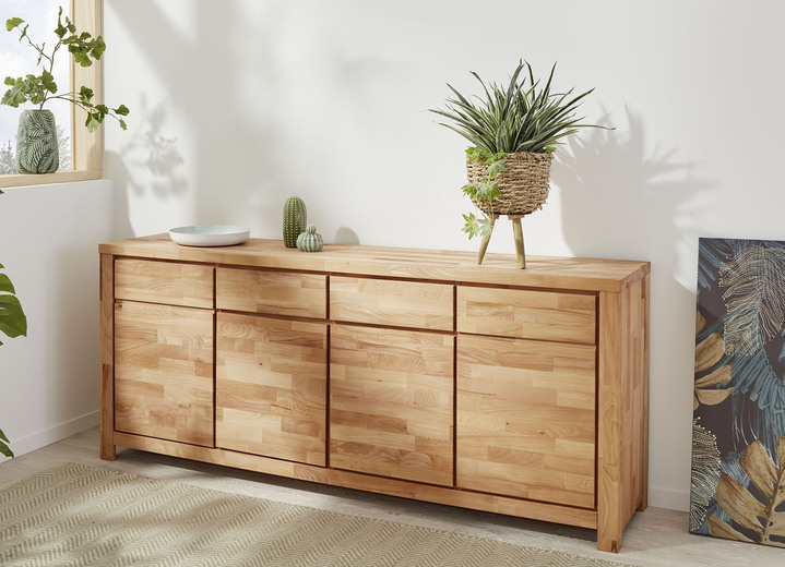 Sideboards - Möbelprogramm mit Massivholzfronten und Softclose, in Farbe KERNBUCHE, in Ausführung Regal klein Ansicht 1