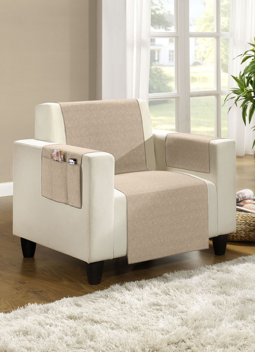 Sessel- & Sofaüberwürfe - Wohnaccessoires mit Anti-Rutsch-Beschichtung, in Größe 100 (Sesselauflage, 50x 90 cm) bis 865 (2 Armlehnenschoner, 38x 55 cm), in Farbe BEIGE Ansicht 1