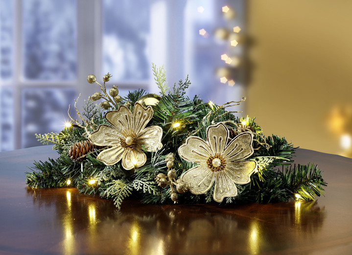 Weihnachten - Beleuchteter Tischaufleger, batteriebetrieben, in Farbe GRÜN-GOLD