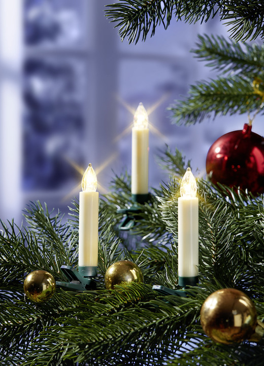 - Kabellose Mini-Weihnachtsbaumkerzen, 10-tlg., in Farbe CREME