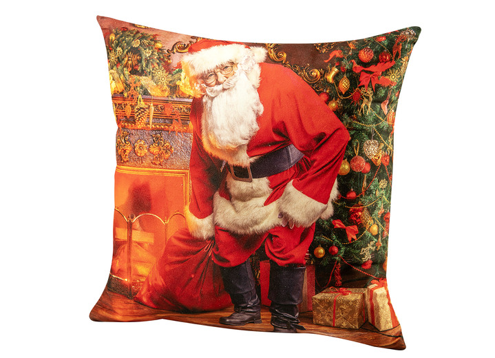 Dekokissen & Hüllen - Kissenbezug mit weihnachtlichen Motiven, in Farbe ROT, in Ausführung Kissenbezug Weihnachtsmann Ansicht 1