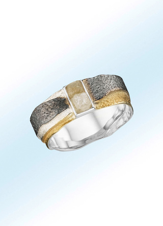 Damenring mit 2 Roh-Diamanten