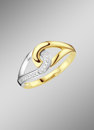 Damenring in Bicolor mit 15 Brillanten