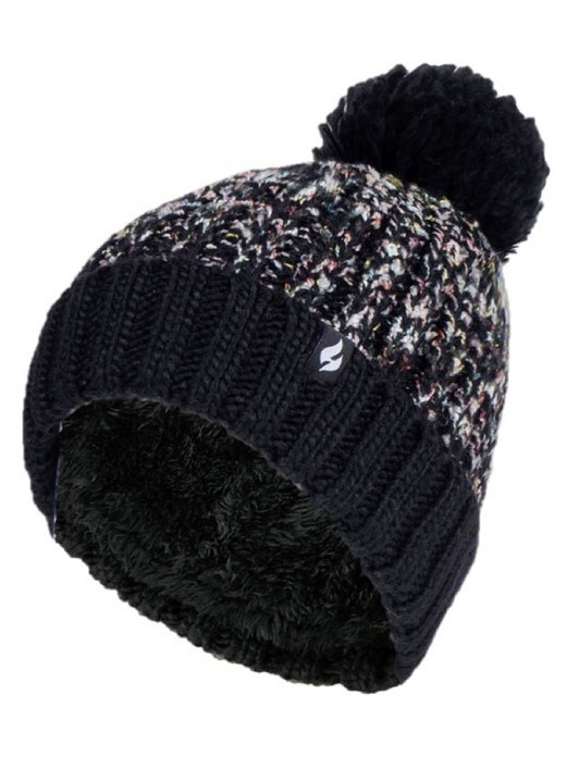 Mützen & Hüte - Thermo-Mütze mit Bommel von Heat Holders® für mehr Komfort im Winter, in Farbe SCHWARZ Ansicht 1