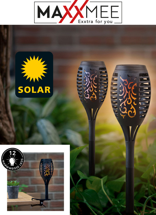 Solarlampen - MAXXMEE“-Solar-Gartenleuchten 2er-Set , in Farbe SCHWARZ Ansicht 1