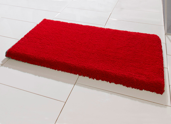 - Ultrasofte Table Tuft Badgarnitur  aus dem Hause Grund, in Größe 100 (Vorleger halbrund, 50/ 80 cm) bis 110 (Hänge-WC-Garnitur, 2-teilig), in Farbe ROT-GRAU