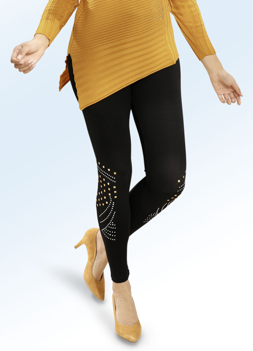 - Leggings mit effektvollen gold- und silberfarbenen Ziermotiven, in Größe 018 bis 054, in Farbe SCHWARZ Ansicht 1
