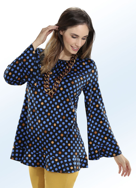 - Flottes Longshirt mit rundem Halsausschnitt, in Farbe SCHWARZ-BUNT