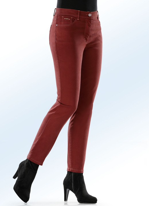 Hosen mit Knopf- und Reissverschluss - Hose in 5-Pocket-Form mit softem Griff, in Größe 018 bis 054, in Farbe ZIEGELROT Ansicht 1