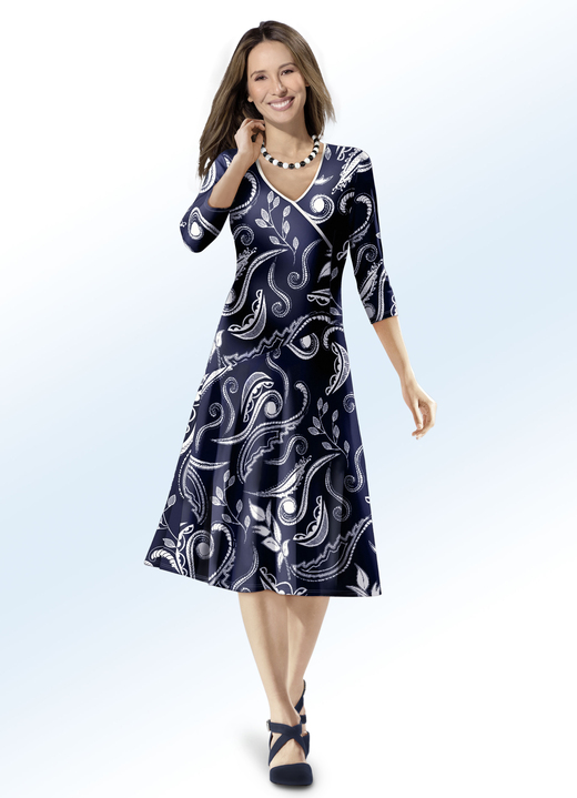 Kleider - Kleid mit Kontrasteinfassung Kleider - Kleid mit Kontrasteinfassung, in Größe 036 bis 552, in Farbe NACHTBLAU-ECRU