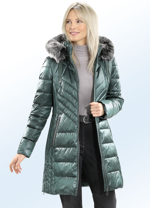 Wintermäntel - Kurzmantel mit Längssteppung Wintermäntel - Kurzmantel mit Längssteppung, in Größe 036 bis 052, in Farbe FLASCHENGRÜN