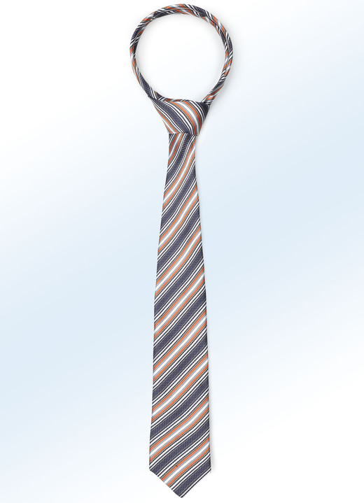 Krawatten - Gestreifte Krawatte in 5 Farben, in Farbe ORANGE Ansicht 1