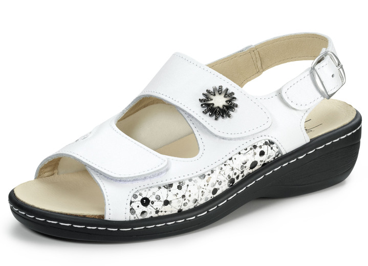 Sandaletten & Pantoletten - ELENA EDEN Sandale mit herausnehmbarem Leder-Kork-Fußbett, in Größe 036 bis 042, in Farbe WEISS Ansicht 1