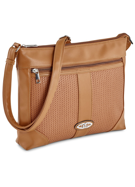 - Tasche mit verstellbarem Umhängeriemen, in Farbe COGNAC Ansicht 1