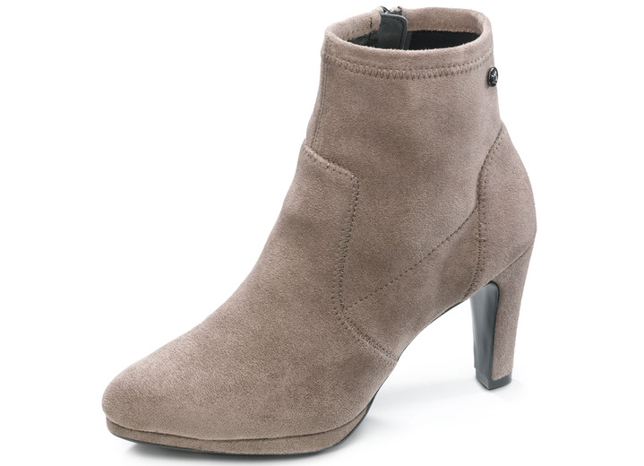 Stiefel & Stiefeletten - Caprice Stiefelette aus elastischem Veloursmaterial, in Größe 3 1/2 bis 8, in Farbe TAUPE