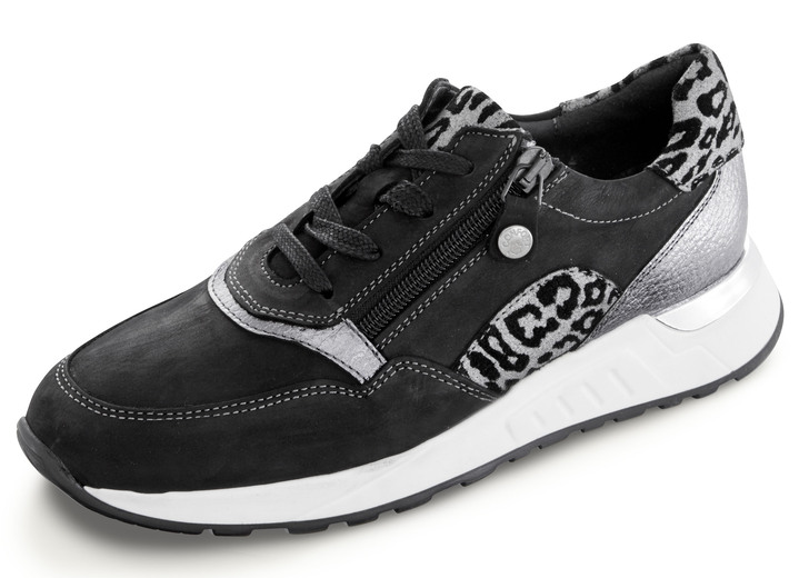 Slipper & Schnürschuhe - Schnürschuh mit Raubtier-Prägung, in Größe 036 bis 042, in Farbe SCHWARZ Ansicht 1