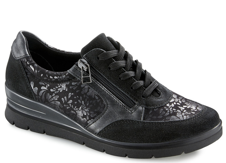Slipper & Schnürschuhe - Schnürschuh mi Seitenreissverschluss, in Größe 036 bis 042, in Farbe SCHWARZ Ansicht 1
