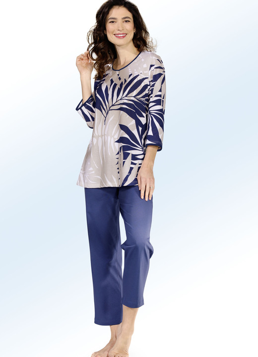 - Pyjama von Cybèle mit Rundhals und langer Hose, in Größe 036 bis 052, in Farbe MARINE-SAND