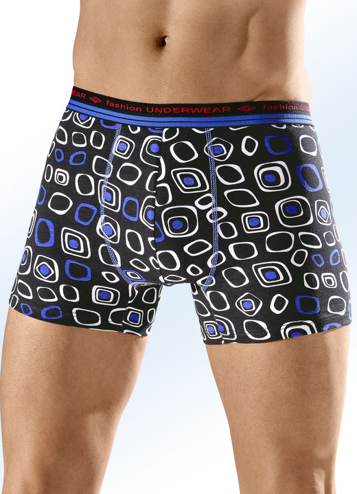 - Viererpack Pants mit Elastikbund, in Größe 004 bis 009, in Farbe 2X SCHWARZ-WEISS-BLAU, 2X SCHWARZ-WEISS-ROT