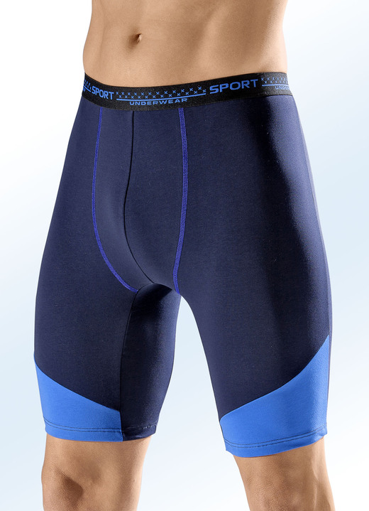 Pants & Boxershorts - Dreierpack Longpants mit Einsätzen, in Größe 004 bis 010, in Farbe 2X NAVY-ROYALBLAU, 1X SCHWARZ-ROYALBLAU