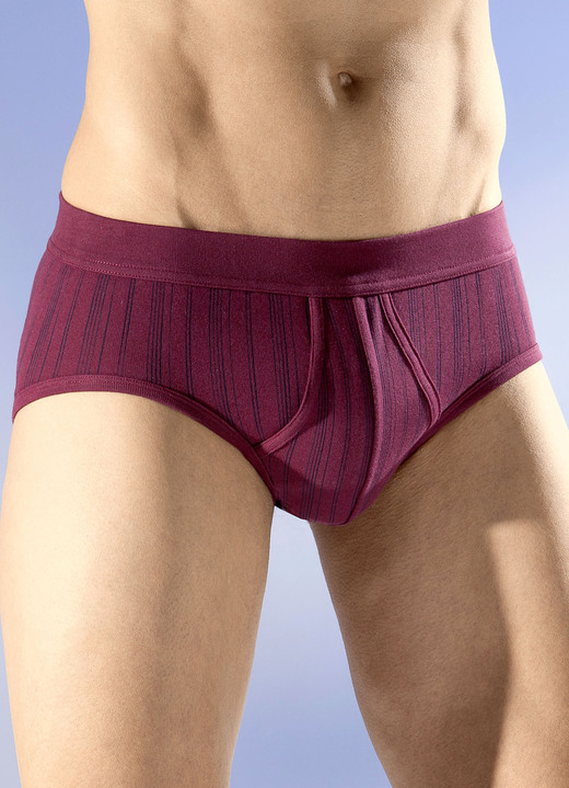 - Schiesser Zweierpack Slips mit Streifendessin, in Größe 005 bis 010, in Farbe 2X BORDEAUX