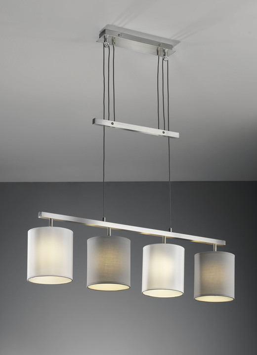 Deckenlampe - Pendellampe aus Stahl mit Stoff-Lampenschirm, in Farbe EDELSTAHL Ansicht 1