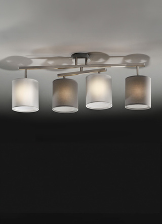 Deckenlampe aus Stahl mit Stoff-Lampenschirm