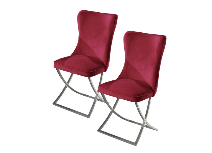 Stühle & Sitzbänke - Trendige Esszimmer-Stühle, 2er-Set, in Farbe ROT Ansicht 1