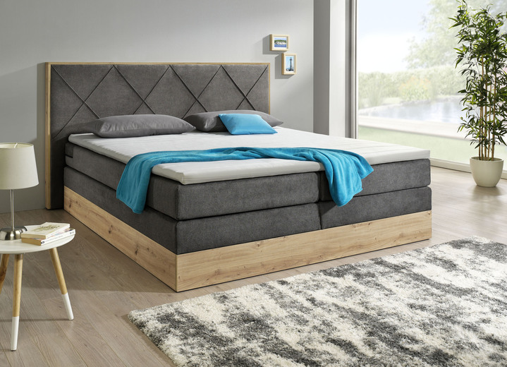 - Boxspringbett mit Bettkasten und Topper, in Farbe GRAU-BRAUN Ansicht 1