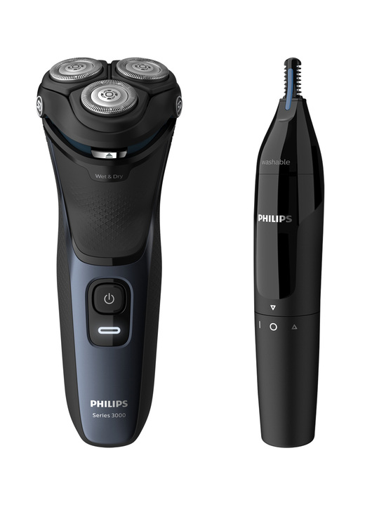 - Philips Shaver Series 3000, in Farbe SCHWARZ/BLAU, in Ausführung Philips S3134/57 Ansicht 1