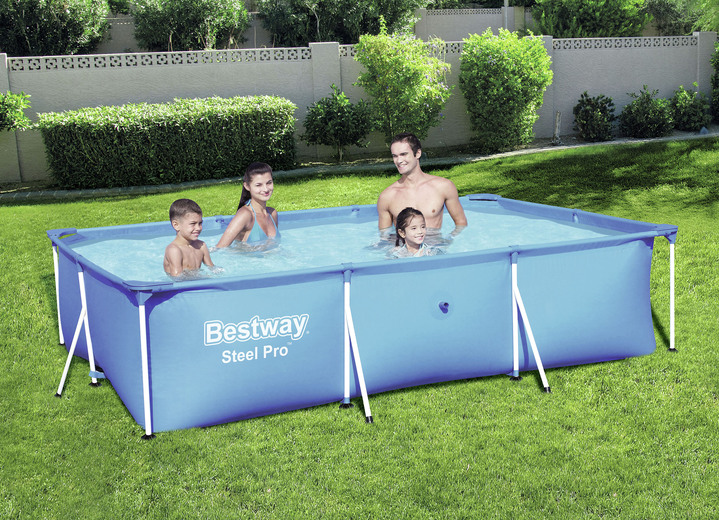 Freizeitspass - Rechteckiges Pool-Set, gross aus robustem TriTech-Material, in Farbe BLAU