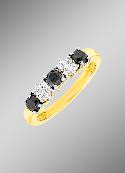 Ringe - Damenring mit schwarzen und weissen Diamanten, in Größe 160 bis 220, in Farbe  Ansicht 1