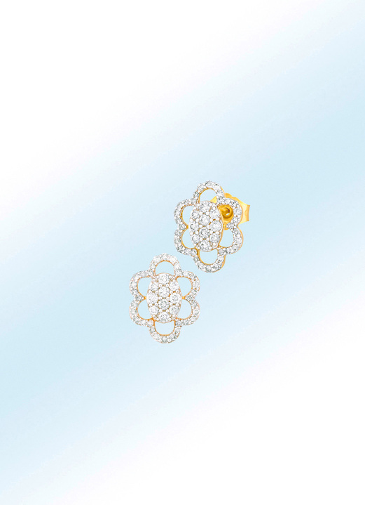 Ohrschmuck - Ohrstecker mit Diamanten und Brillanten, in Farbe