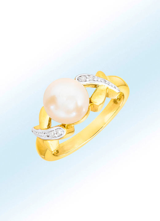 Ringe - Edler Damenring mit Diamanten und  Akoya-Perle, in Größe 160 bis 220, in Farbe