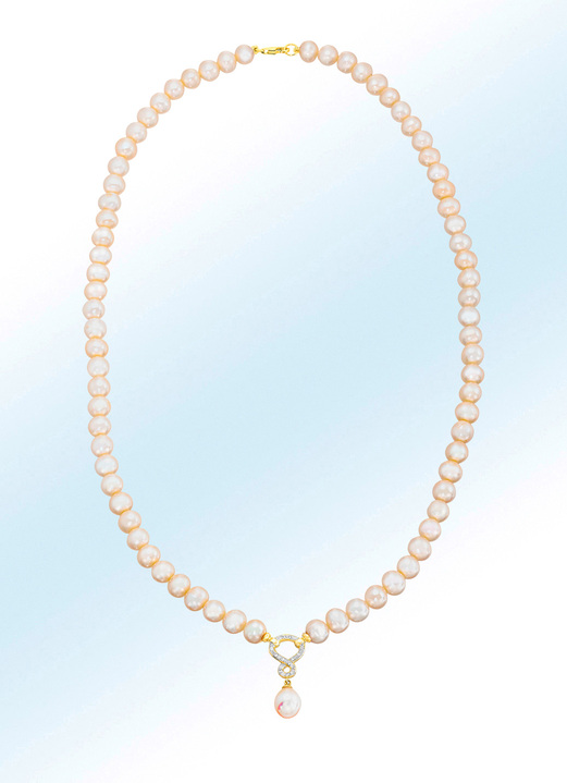 Halsketten - Halskette mit Süsswasser-Zuchtperlen und Weißtopas, in Farbe