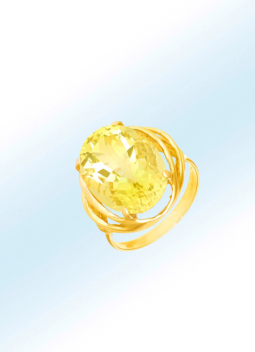 Ringe - Attraktive Damenring mit Lemonquarz, in Größe 160 bis 220, in Farbe
