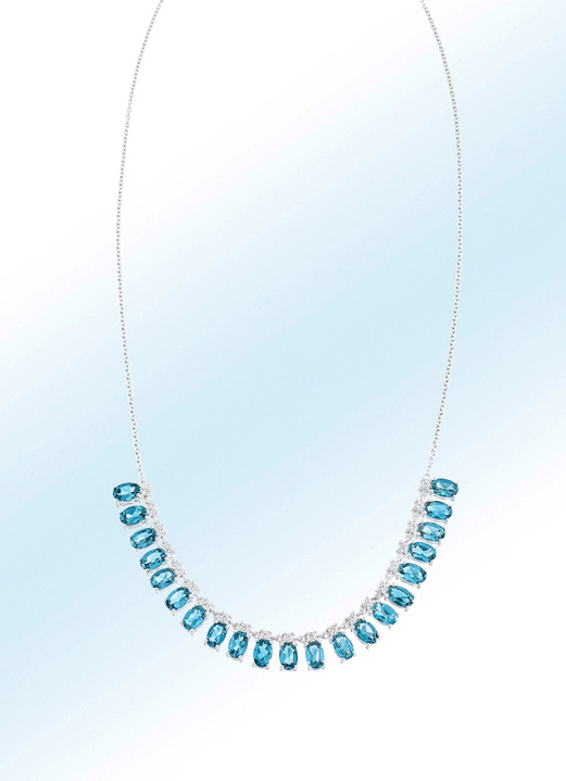 Halsketten - Halskette mit Blautopas und Zirkonia, in Farbe