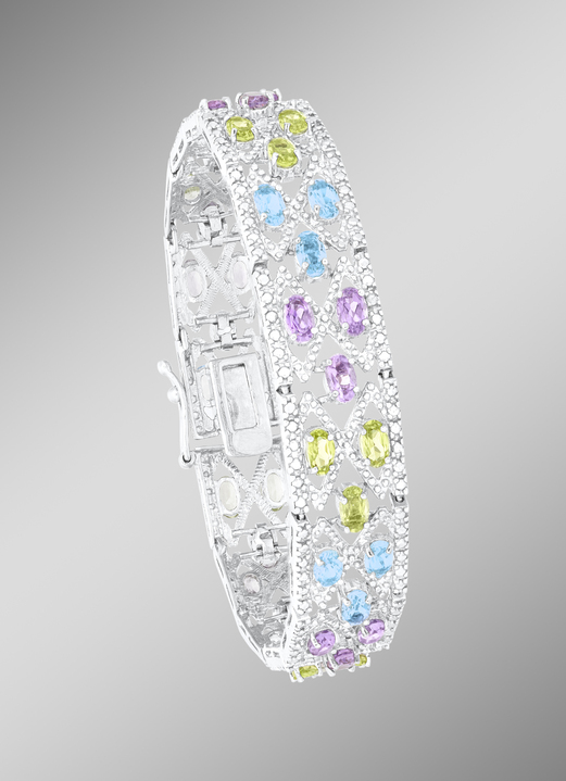 - Armband aus Silber mit Edelsteinen, in Farbe