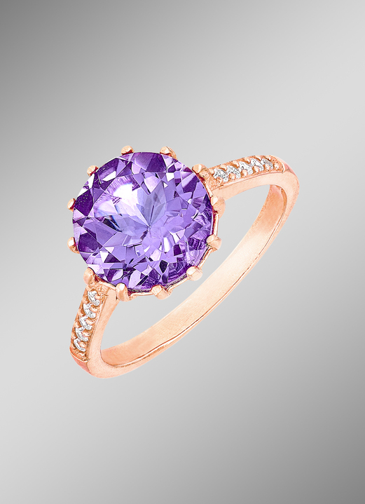 Ringe - Funkelnder Damenring mit echt Amethyst und synth. Zirkonia, in Größe 160 bis 220, in Farbe  Ansicht 1