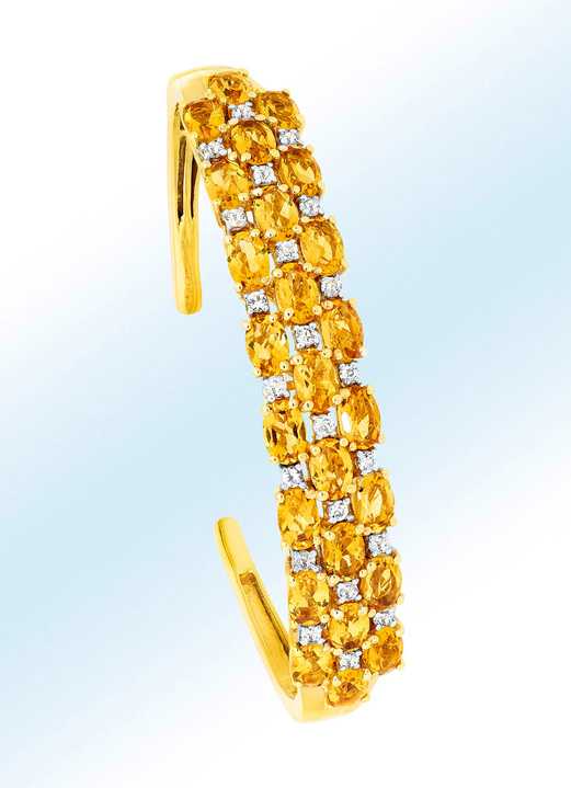 Armbänder - Vergoldeter Armreif mit echt Citrin und echt Weisstopas, in Farbe