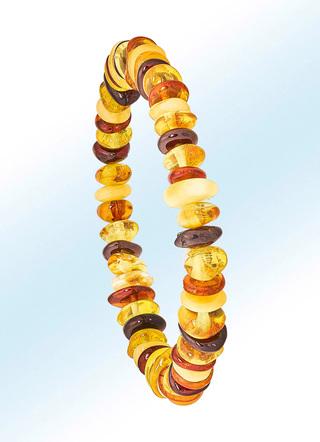 Elastisches Armband mit echt Bernstein-Mix