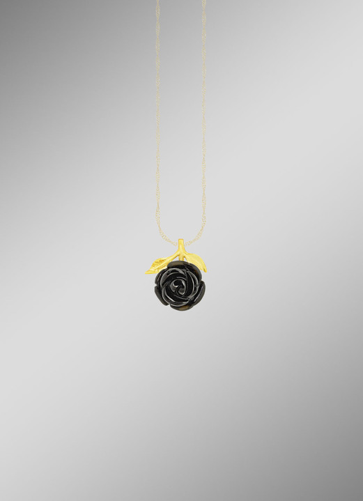 - Romantischer Anhänger mit schwarzer Obsidian-Rose, in Farbe  Ansicht 1
