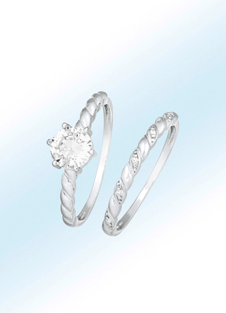 2-teiliges Ring-Set mit Zirkonia
