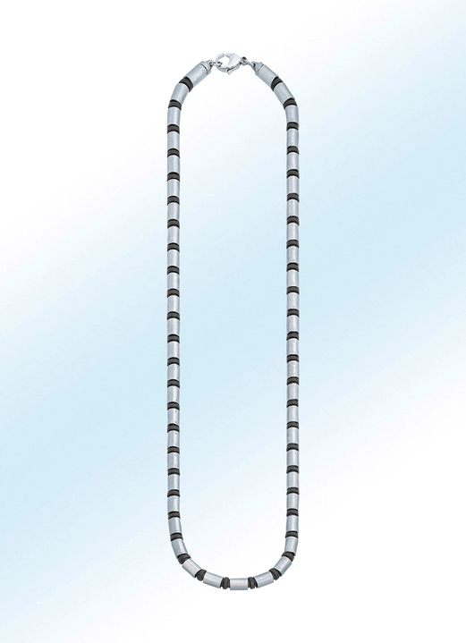 - Moderne Edelstahl-Halskette mit Kautschuk, in Farbe