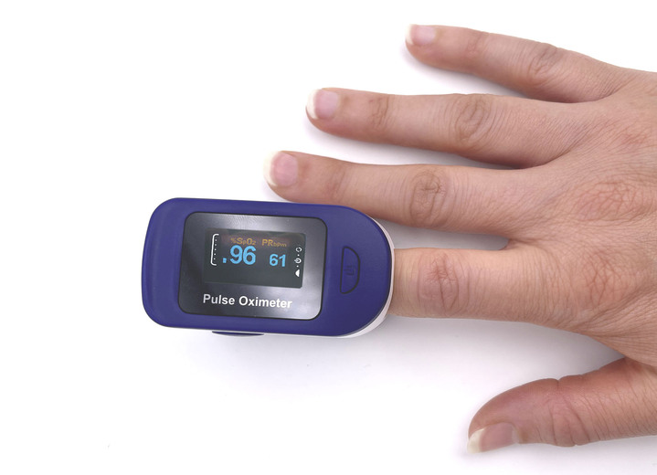 Medizinische Geräte & Technik  - Fingerpuls Oximeter, in Farbe BLAU-WEIß