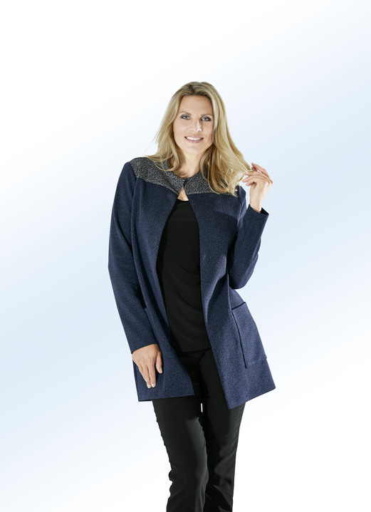 Blazer - Longjacke mit Fischgrat-Dessin, in Größe 038 bis 054, in Farbe JEANSBLAU