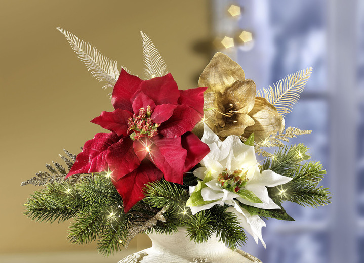 - Beleuchteter Weihnachtsstrauss, in Farbe GRÜN-ROT